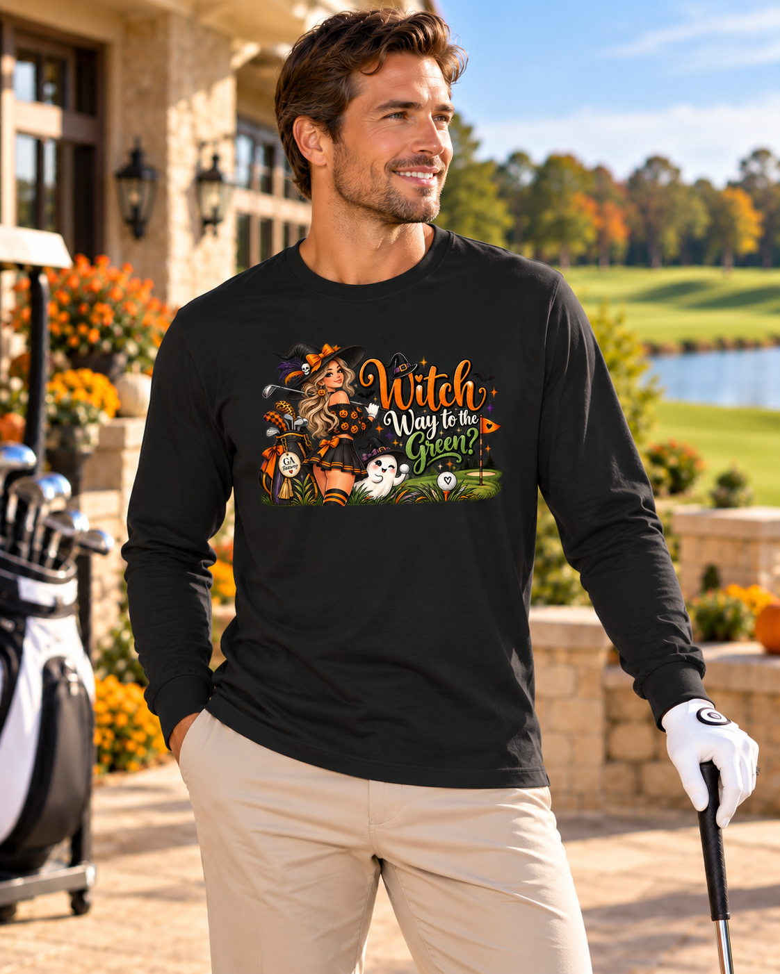 Witch Way to the Green? Halloween Golf Long Sleeve T-Shirt | Unisex