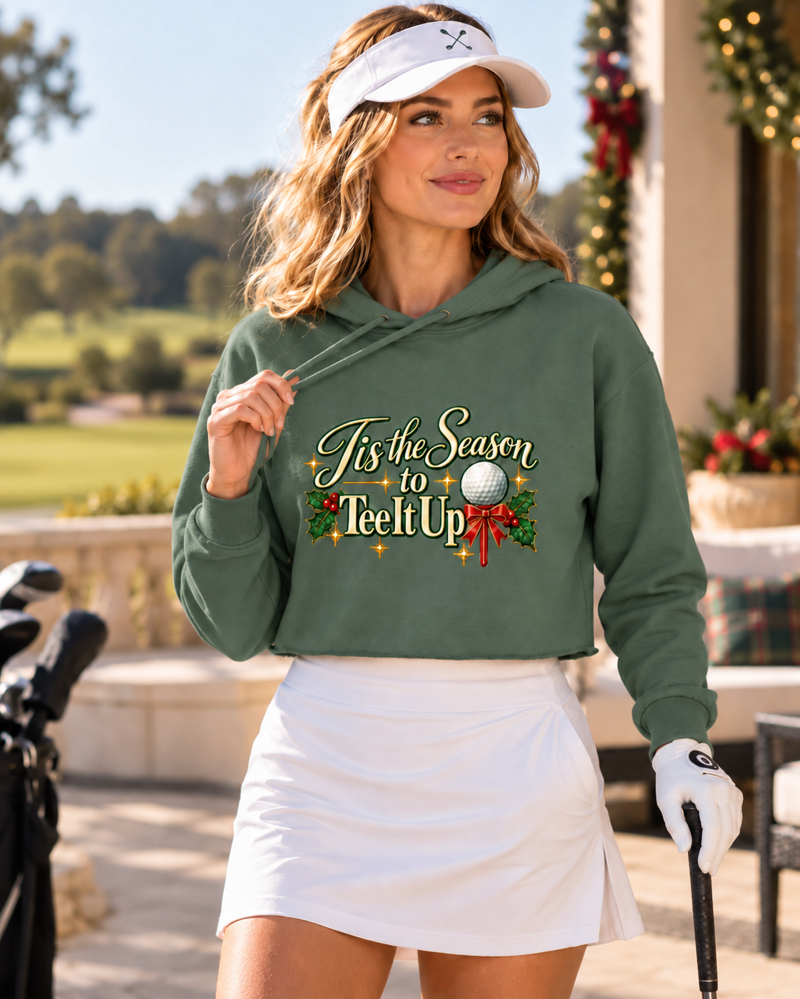 Tis the Season to Tee It Up Cropped Hoodie