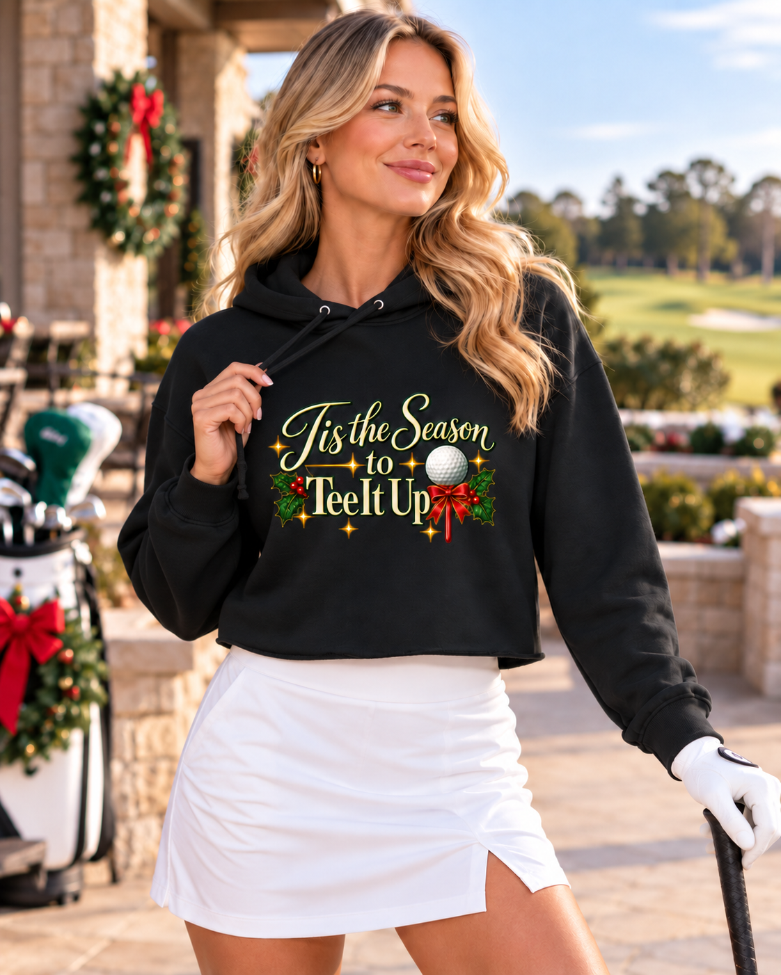 Tis the Season to Tee It Up Cropped Hoodie