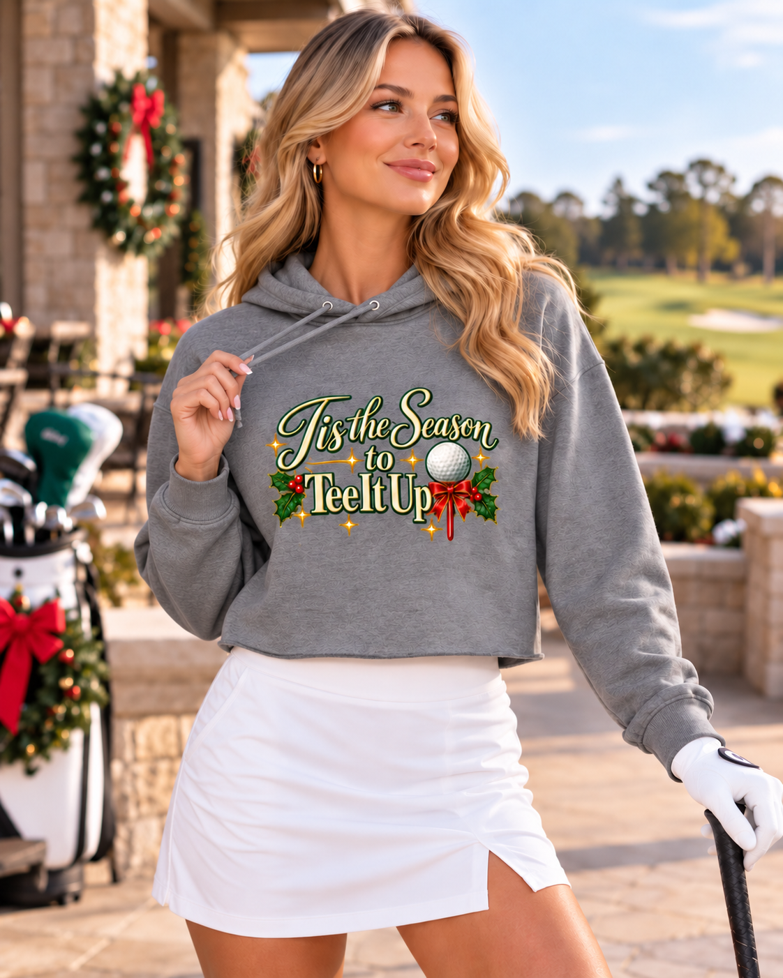 Tis the Season to Tee It Up Cropped Hoodie