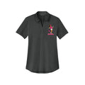 Pink Golf Diva women's performance golf polo featuring the signature Golf Diva front graphic.