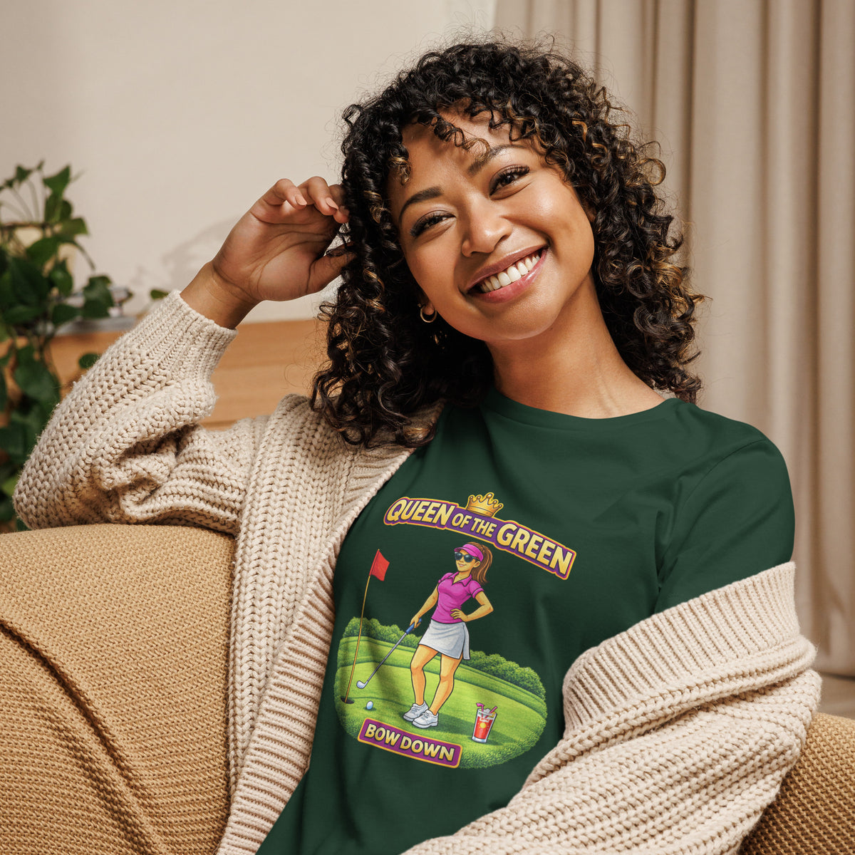 Queen of the Green “Bow Down” Women’s Relaxed Tee – Dark Tones