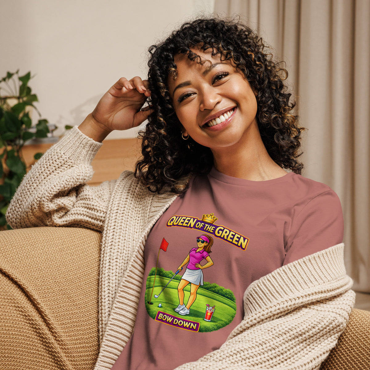 Queen of the Green “Bow Down” Women’s Relaxed Tee – Dark Tones