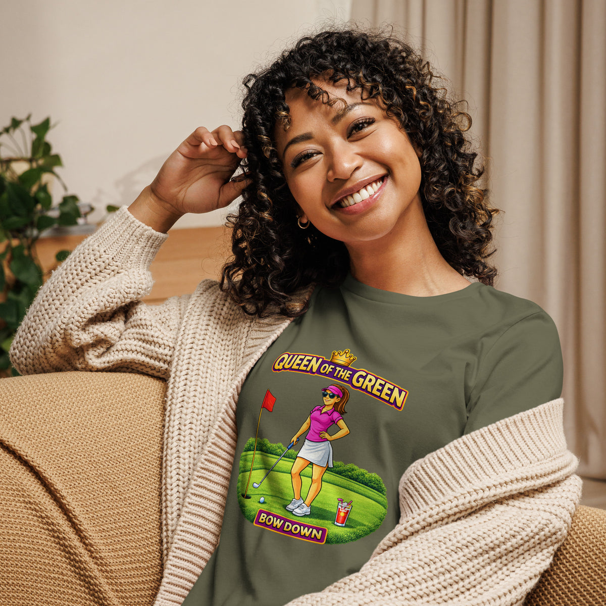 Queen of the Green “Bow Down” Women’s Relaxed Tee – Dark Tones
